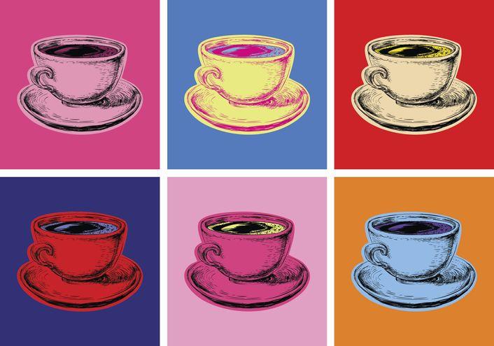 pop art print of tea cups