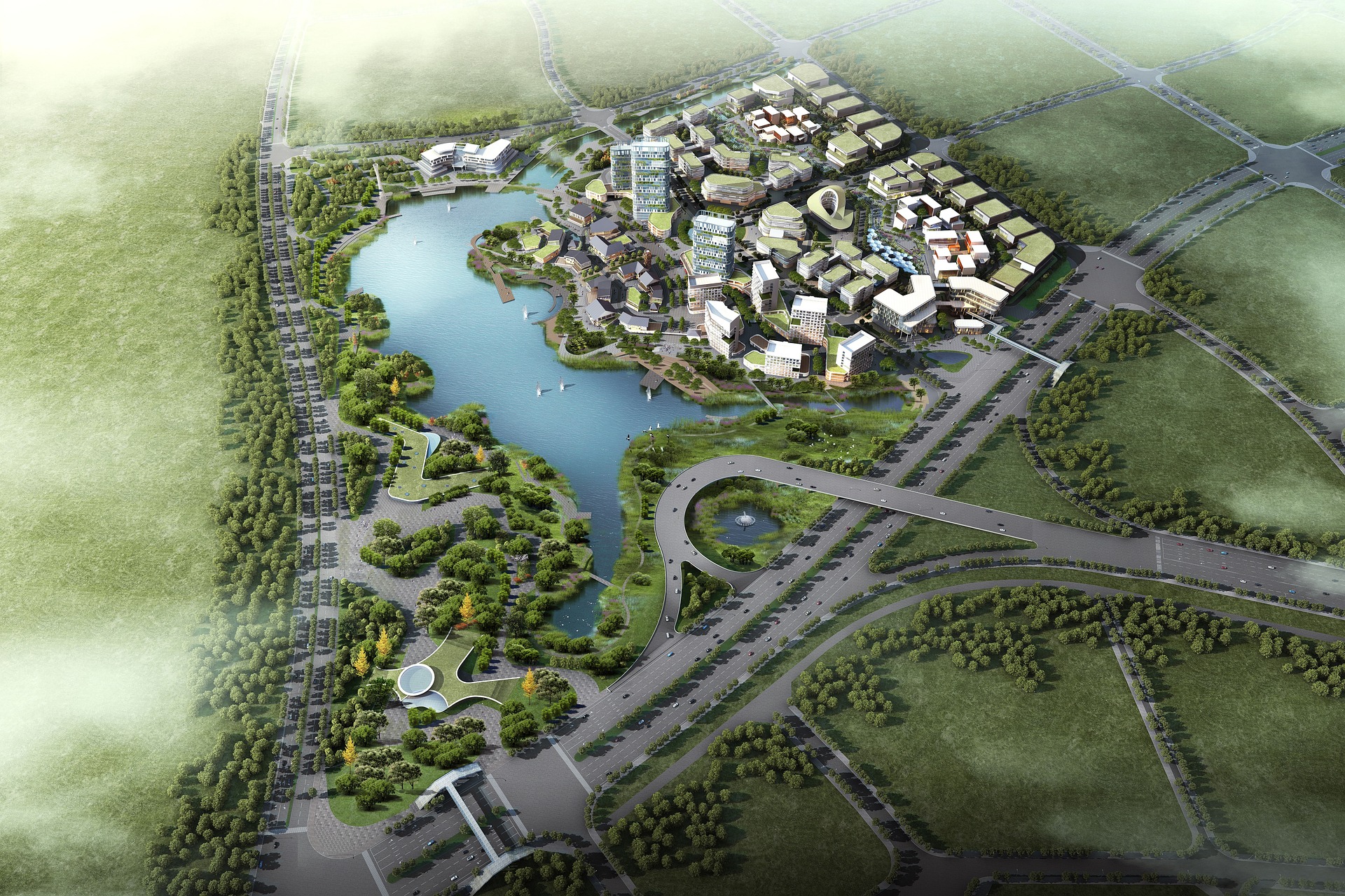 Aerial view of town