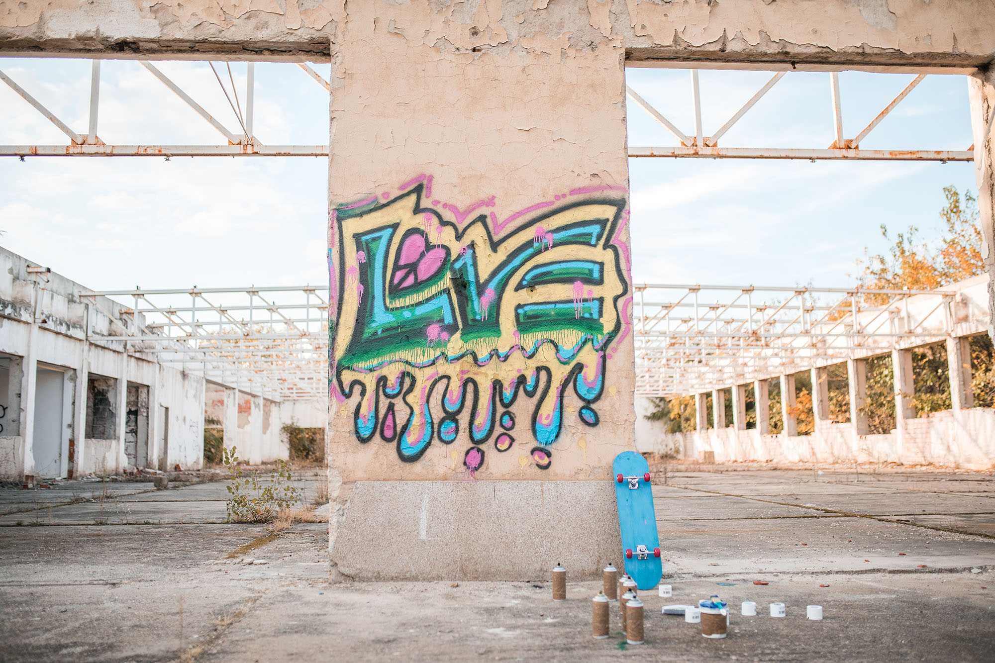 Graffiti on the old wall of an abandoned building