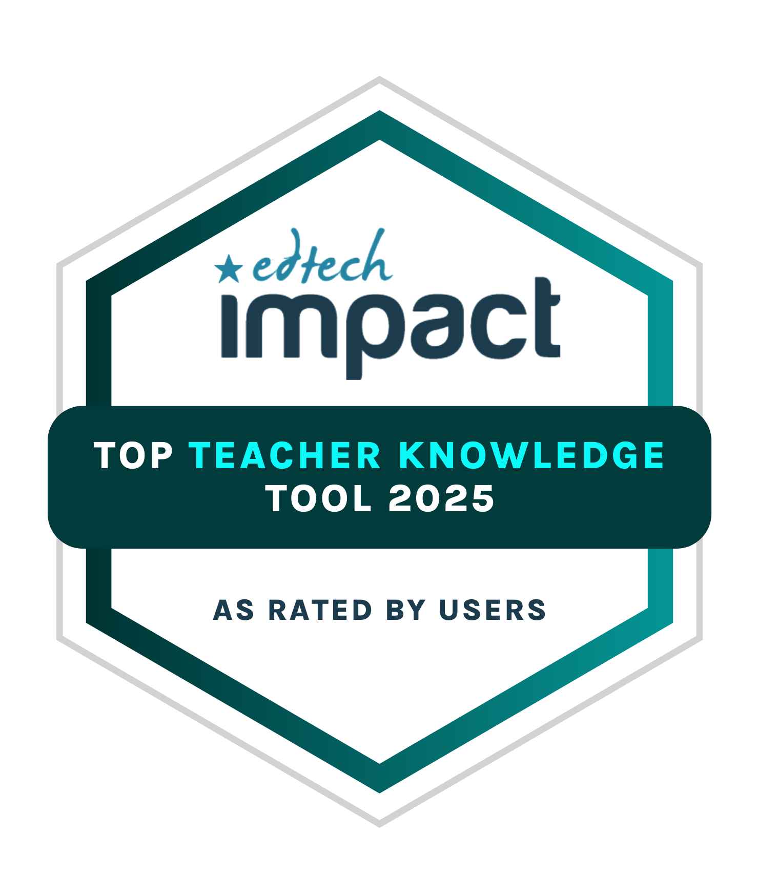 EdTech Impact badge for Top Teacher Knowledge Tool 2025, as rated by users.
