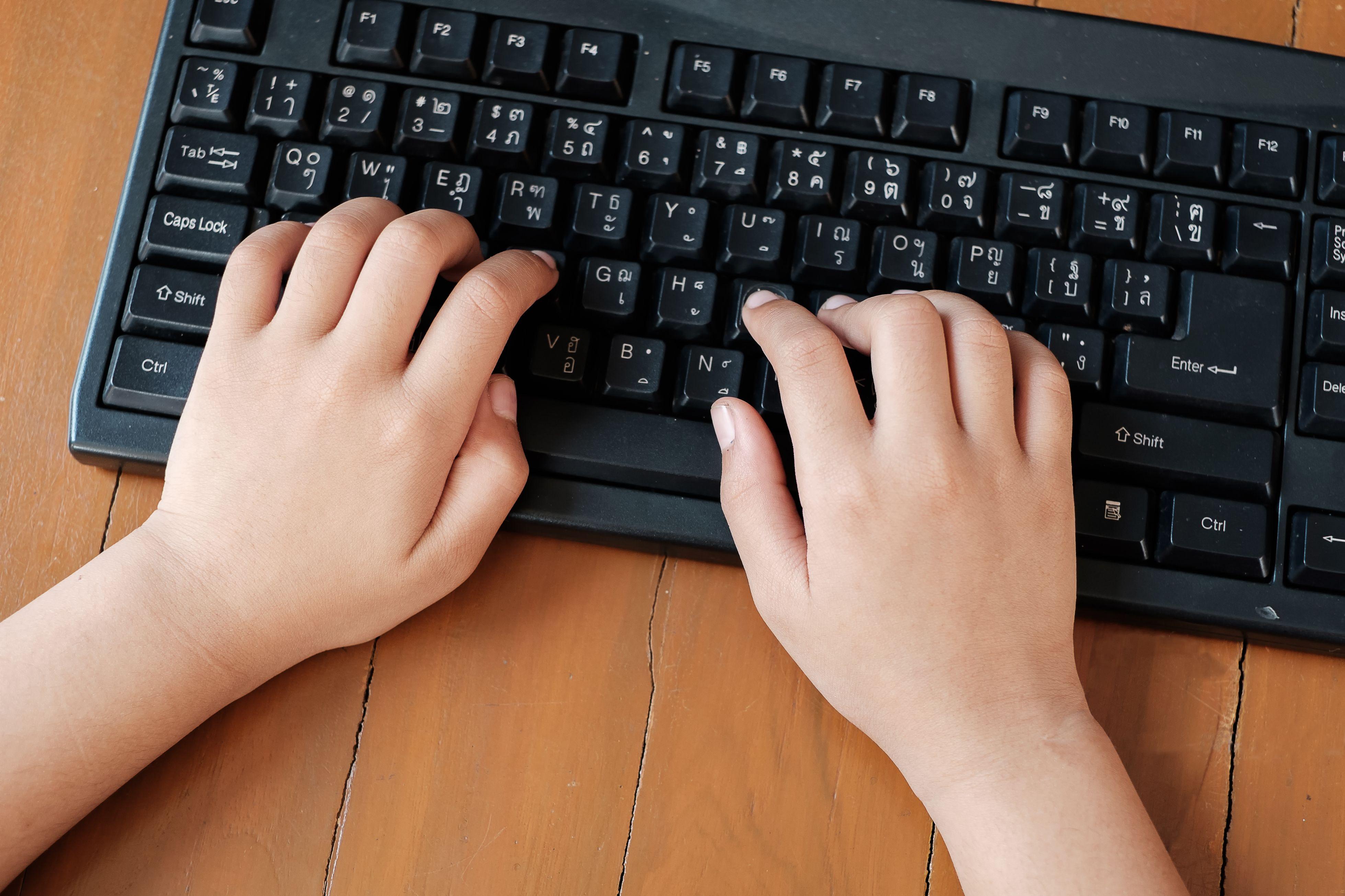 Typing on a keyboard