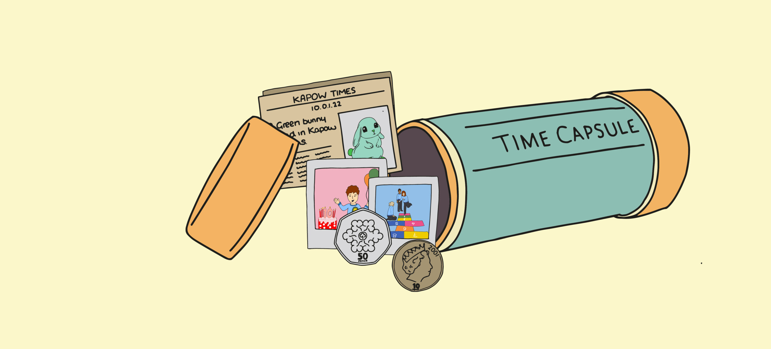 An illustration of a time capsule.