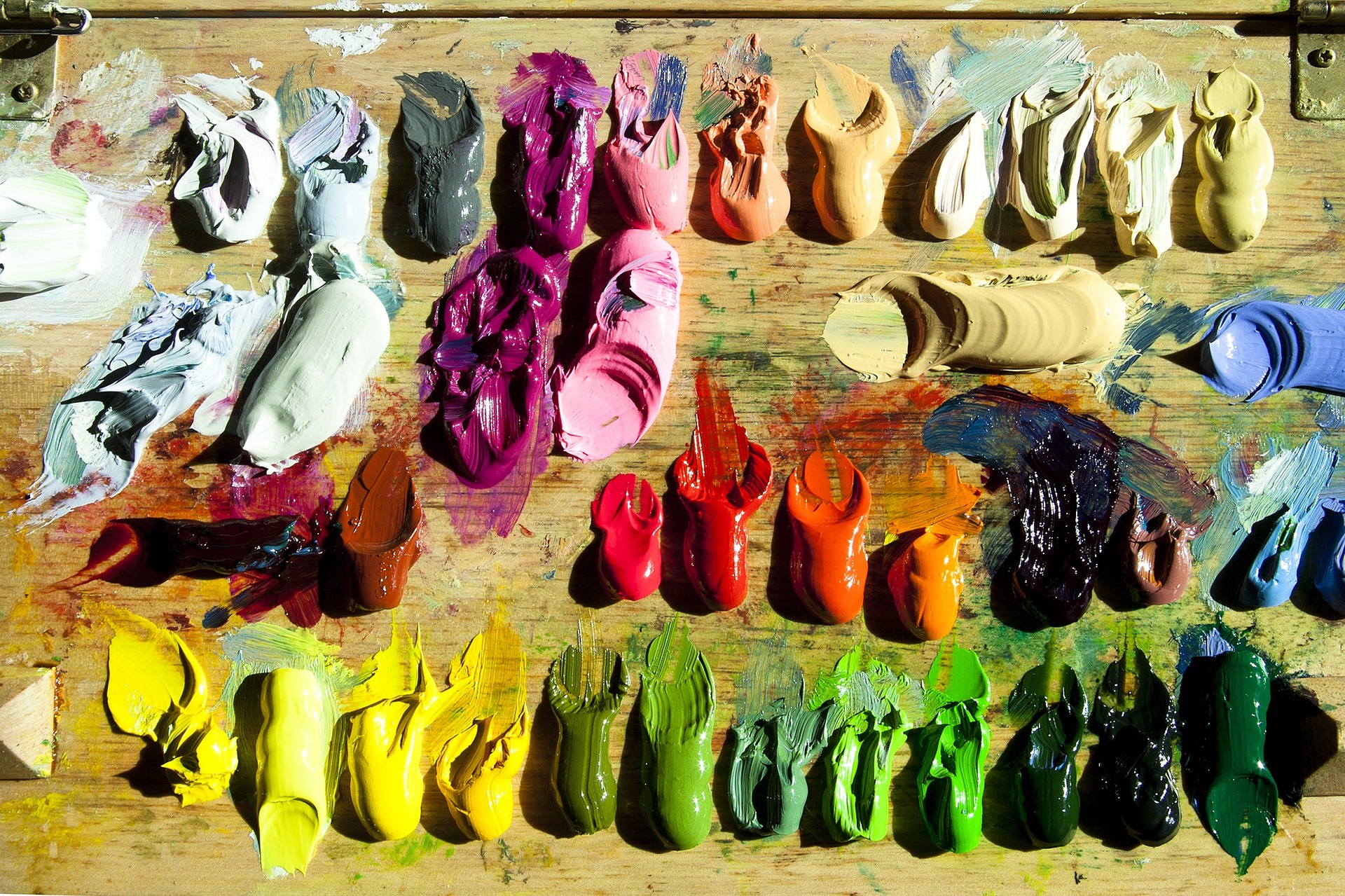 oil paint on a wooden paint palette