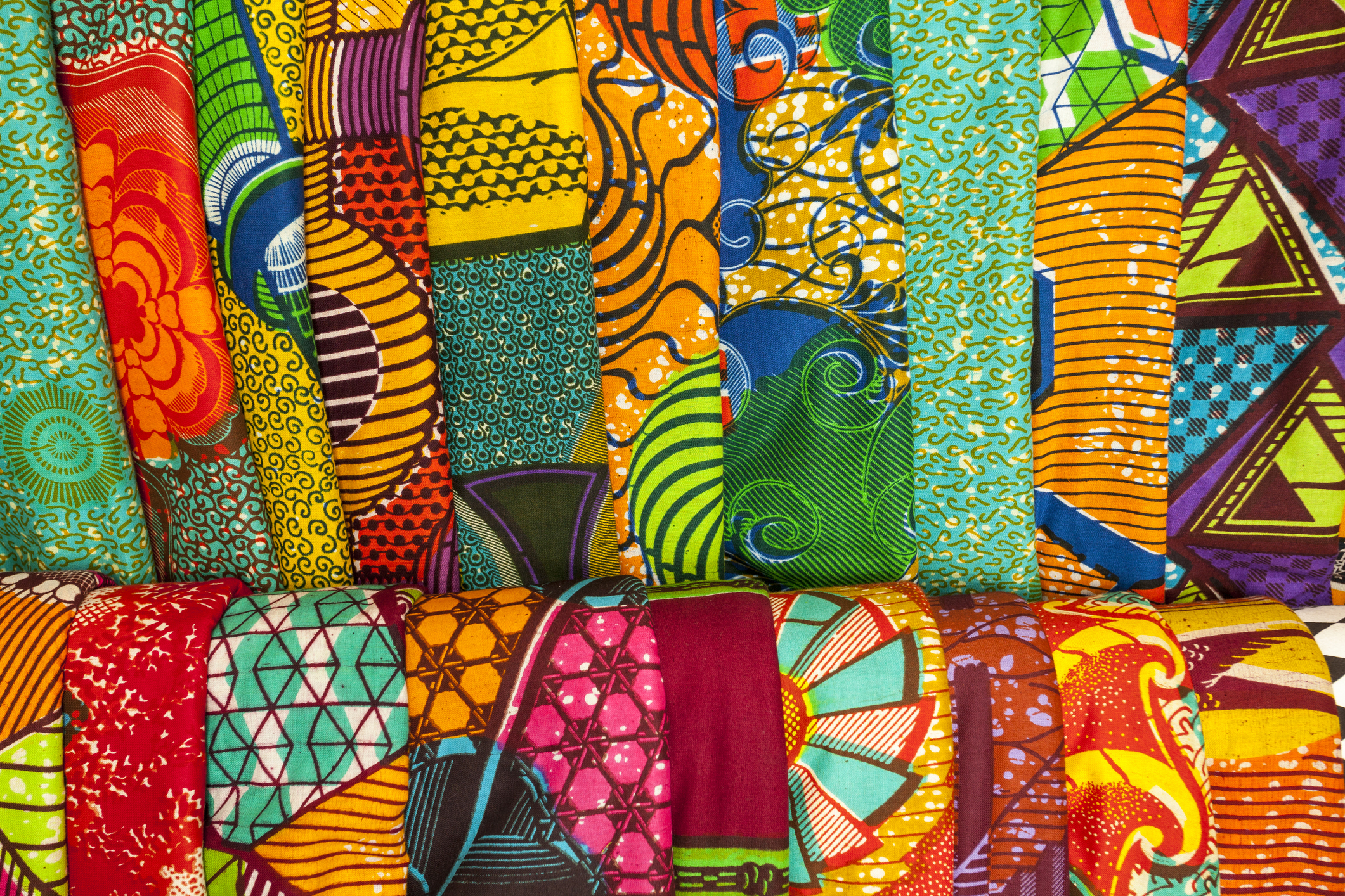 Picture of bright patterned African textiles