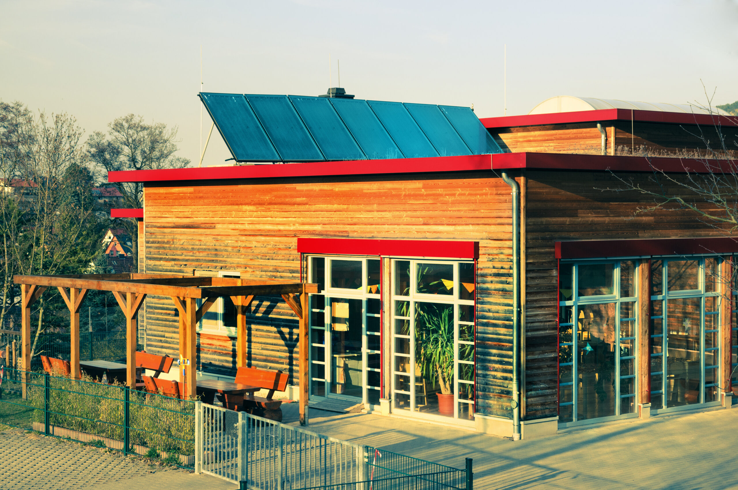 School with solar panels