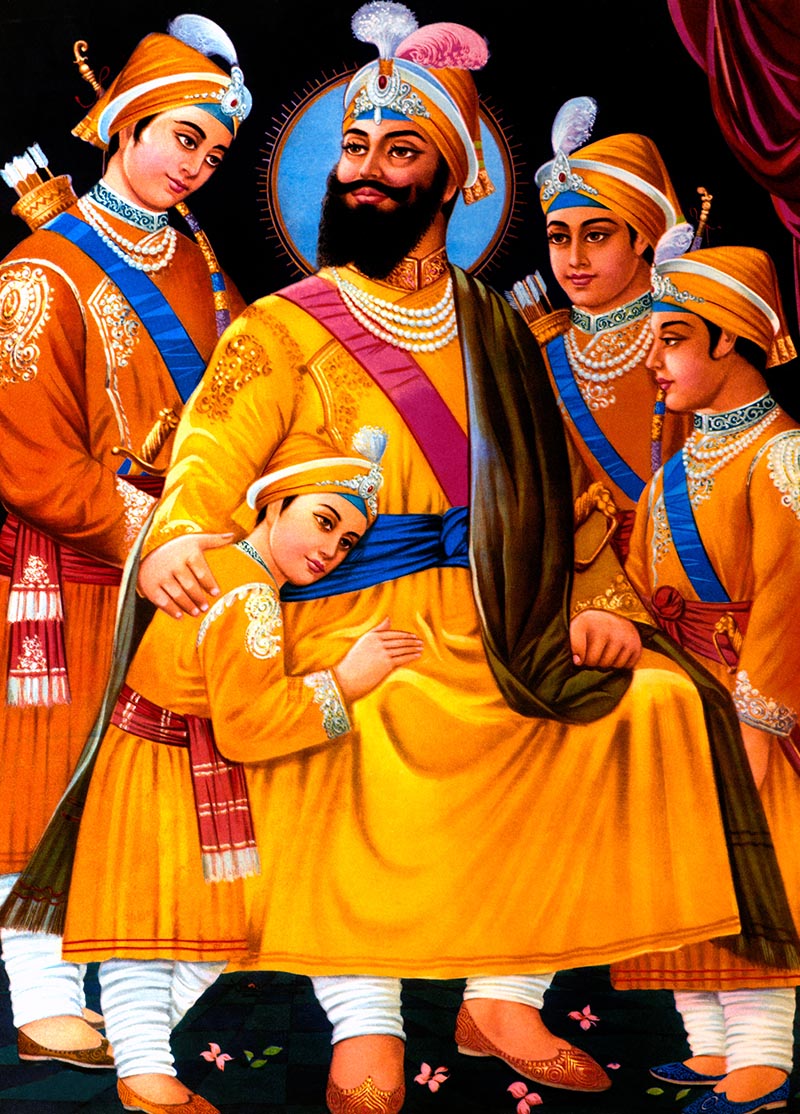 An illustration of a group of Sikh men.