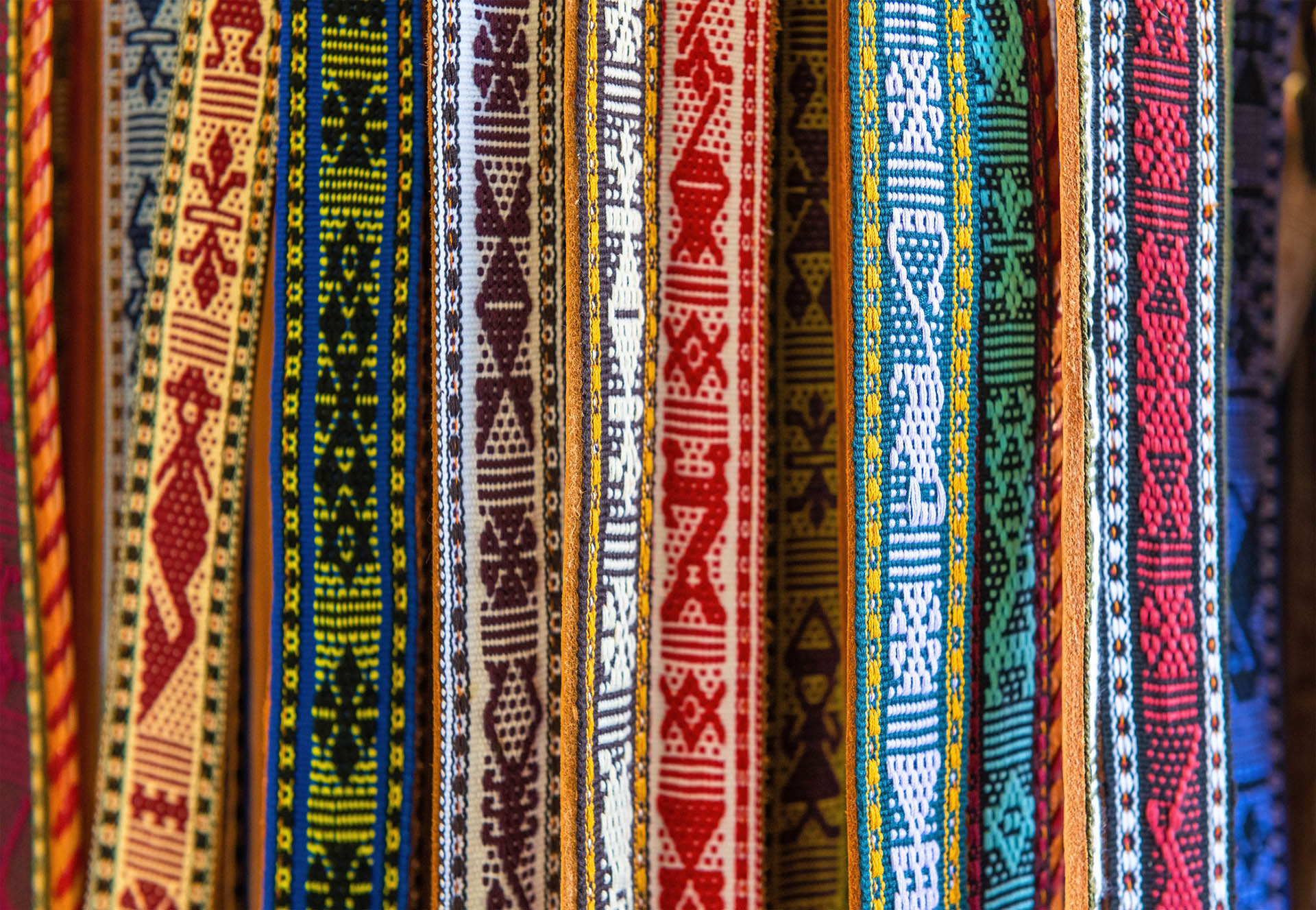 Colourful fabric with embroidery.