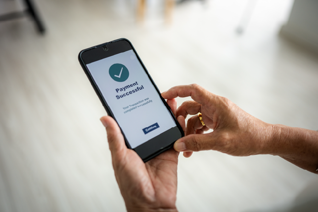 electronic payment through a phone.