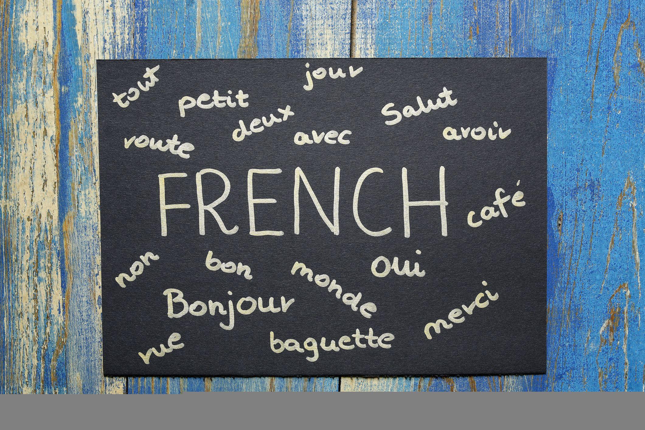 Blackboard with French words iStock 684115788
