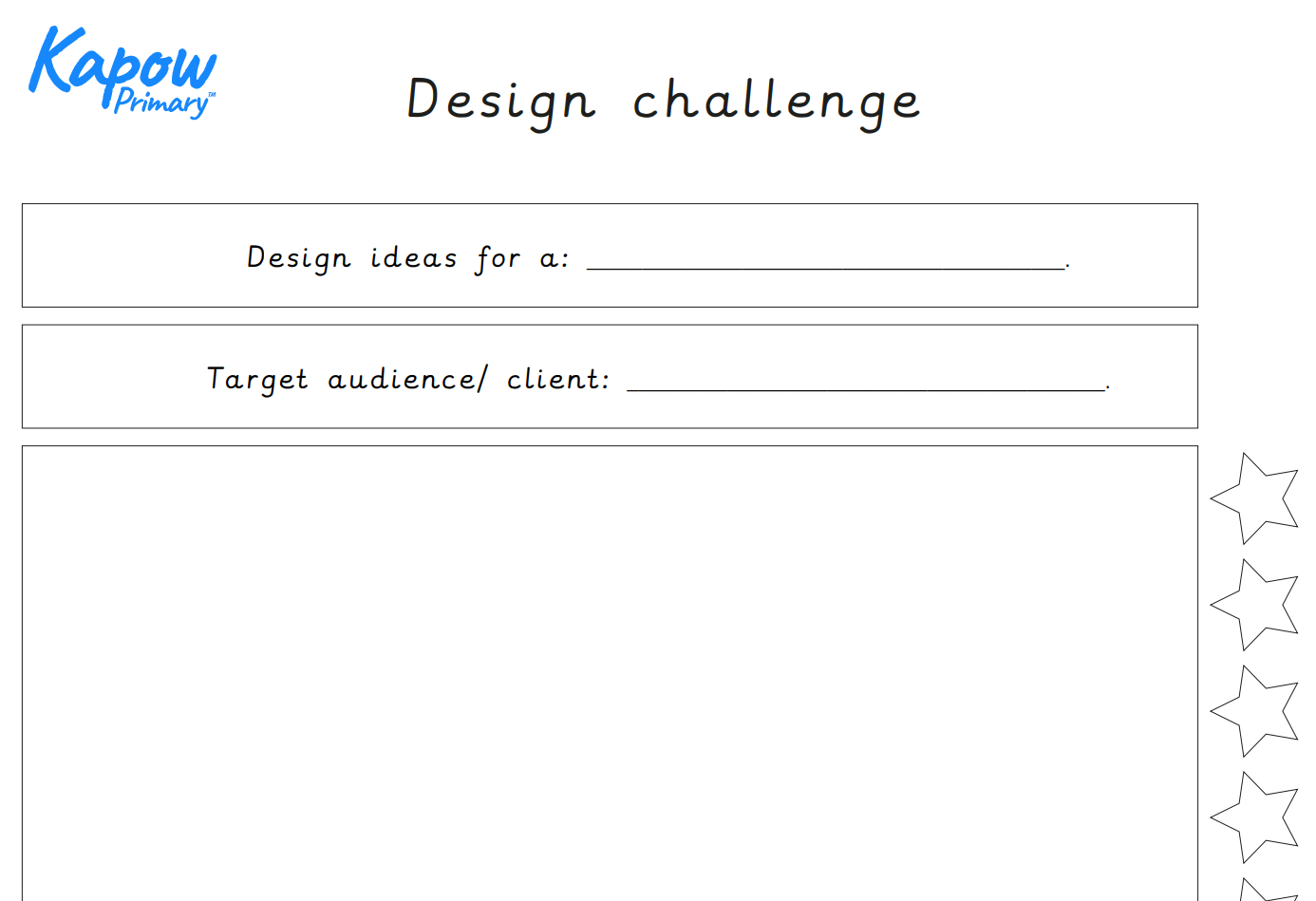 D&T Extension design challenge sheet - Kapow Primary