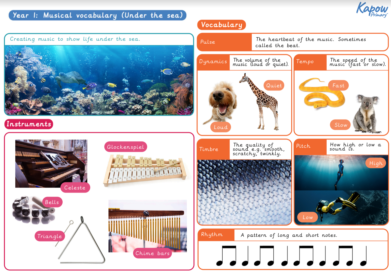 Music Knowledge Organiser Year 1 Musical Vocabulary Kapow Primary