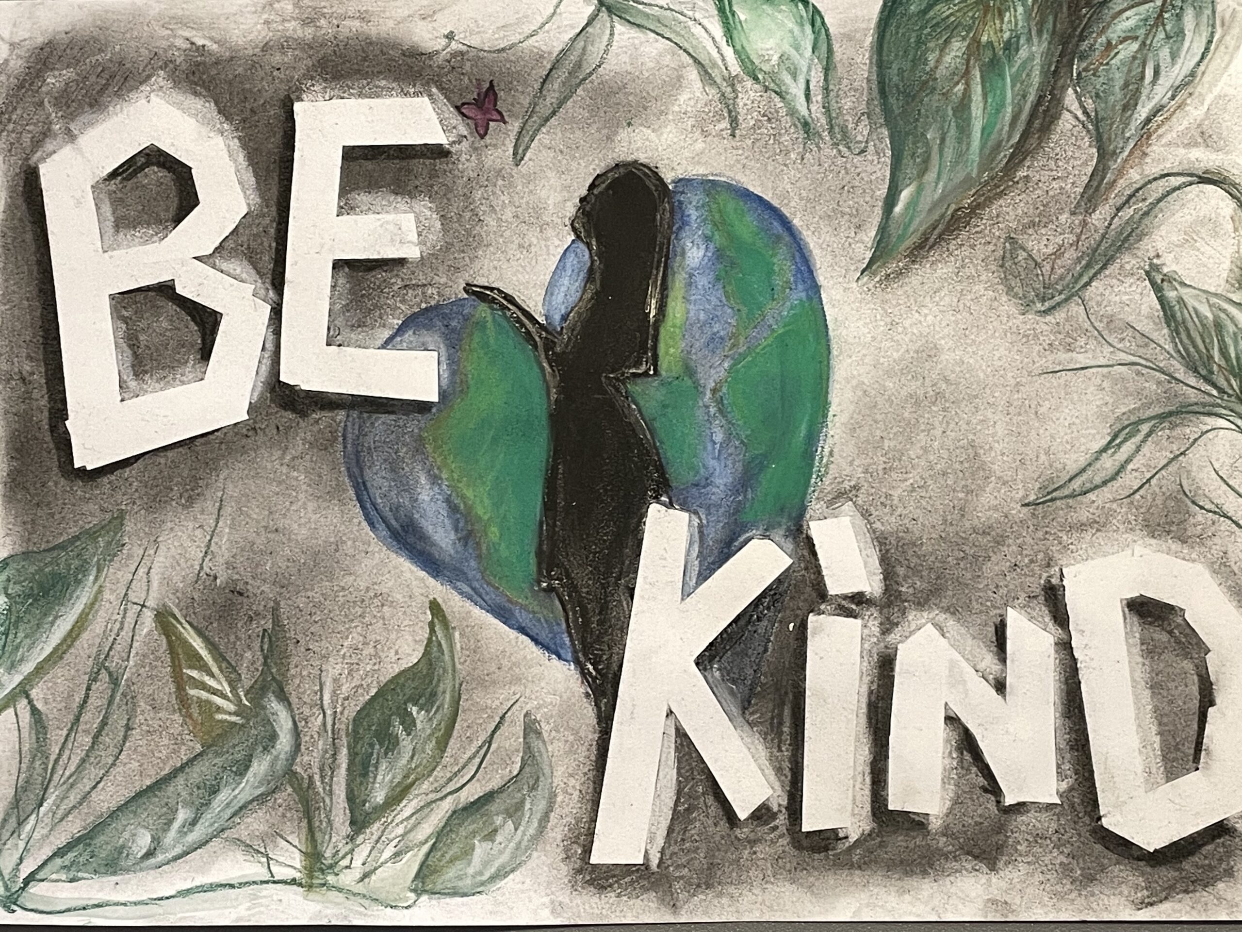 Be kind word art drawing