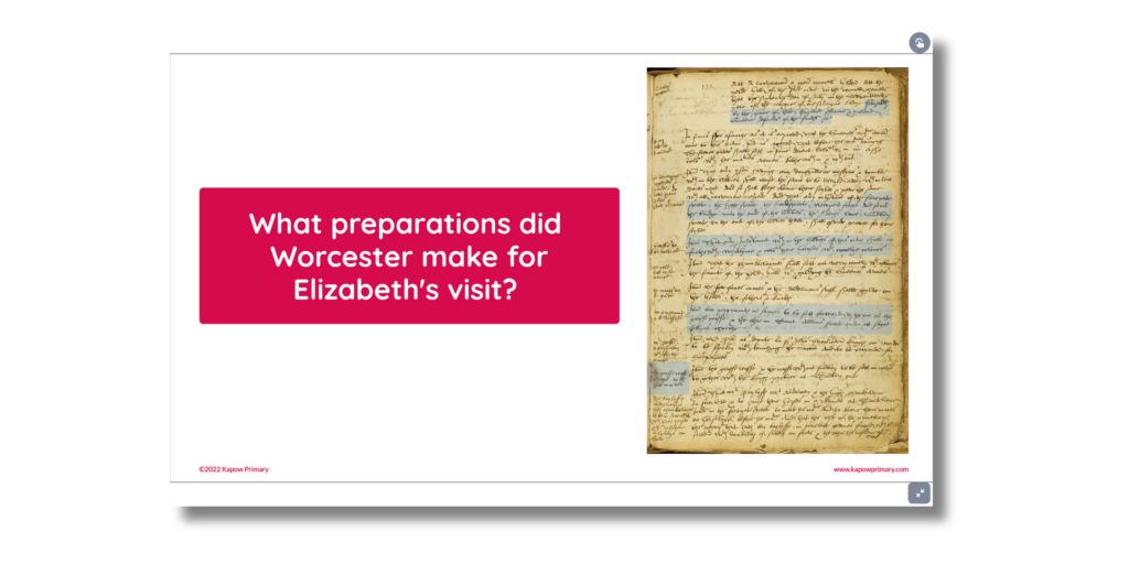 An example of how primary sources are used in History lessons