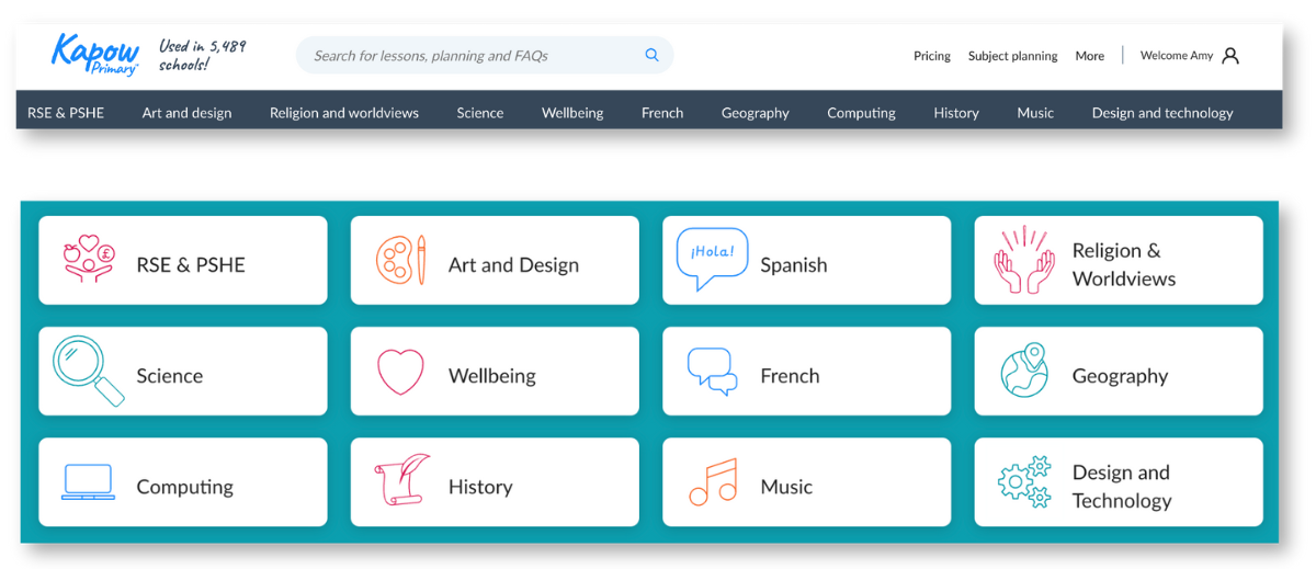 How to access subject pages from main homepage