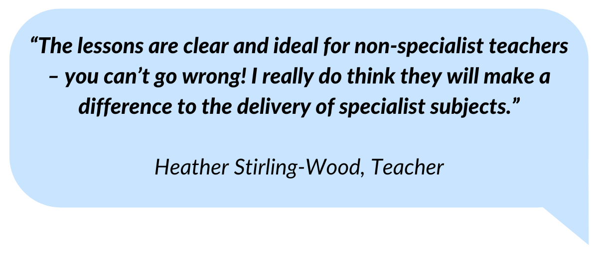Quote from testimonial in a speech bubble