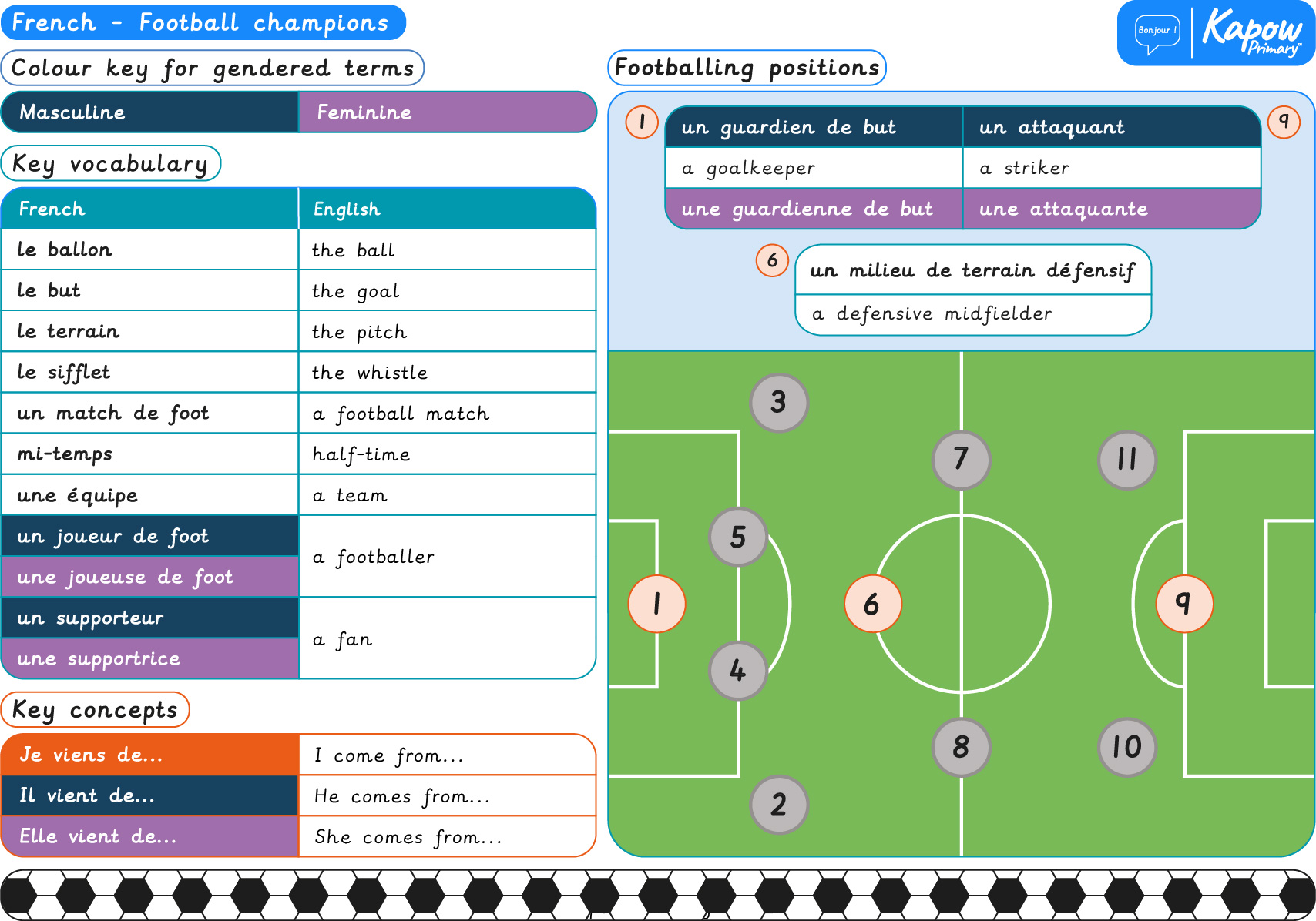 Knowledge organiser – French Year 6: French football champions