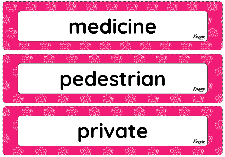 Vocabulary display – RSE & PSHE Y2: Safety and the changing body