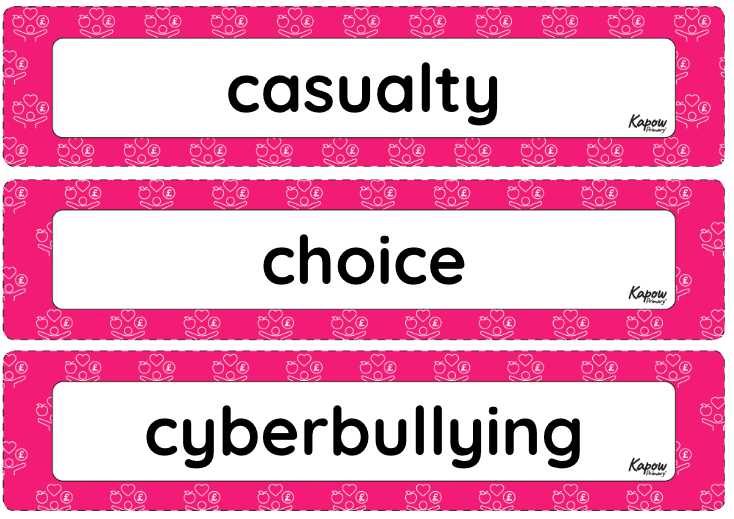 Vocabulary display – RSE & PSHE Y3: Safety and the changing body