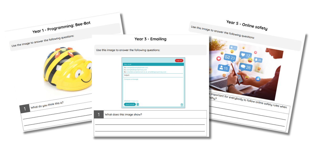 Examples of knowledge catcher worksheets from Computing curriculum