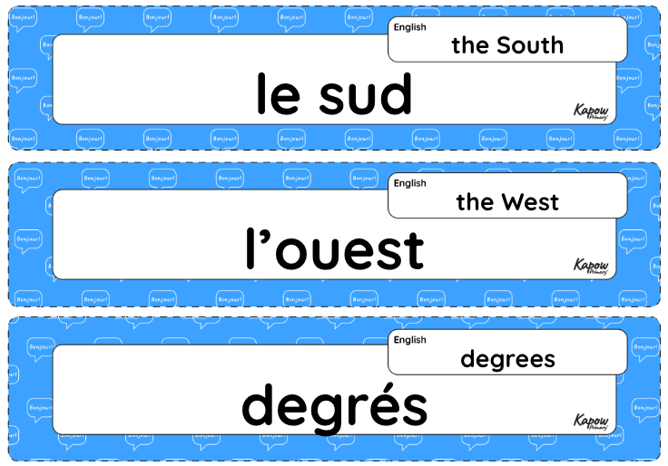 Vocabulary display: French weather
