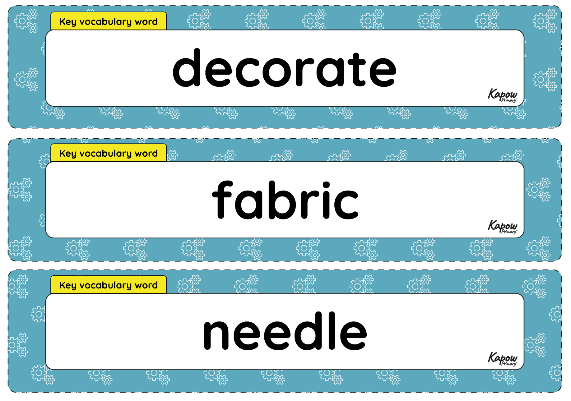 Vocabulary display – D&T Y2: Textiles: Pouches