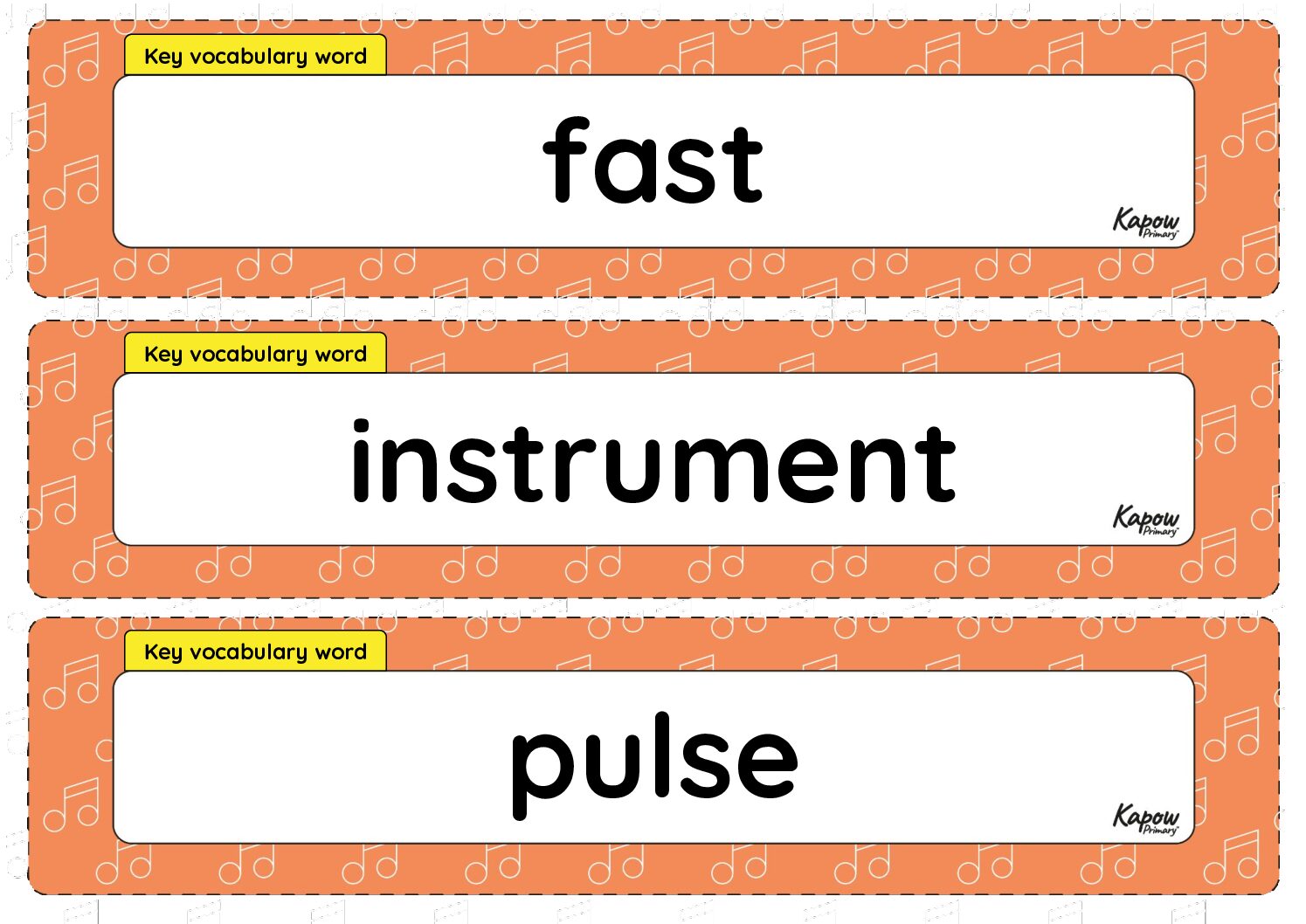 Vocabulary display – Music Y1: Snail and mouse: Tempo