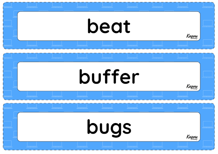 Vocabulary display – Computing Y5: Programming music version 1