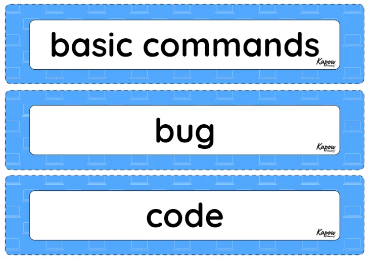Vocabulary display – Computing Y5: *New* Programming music