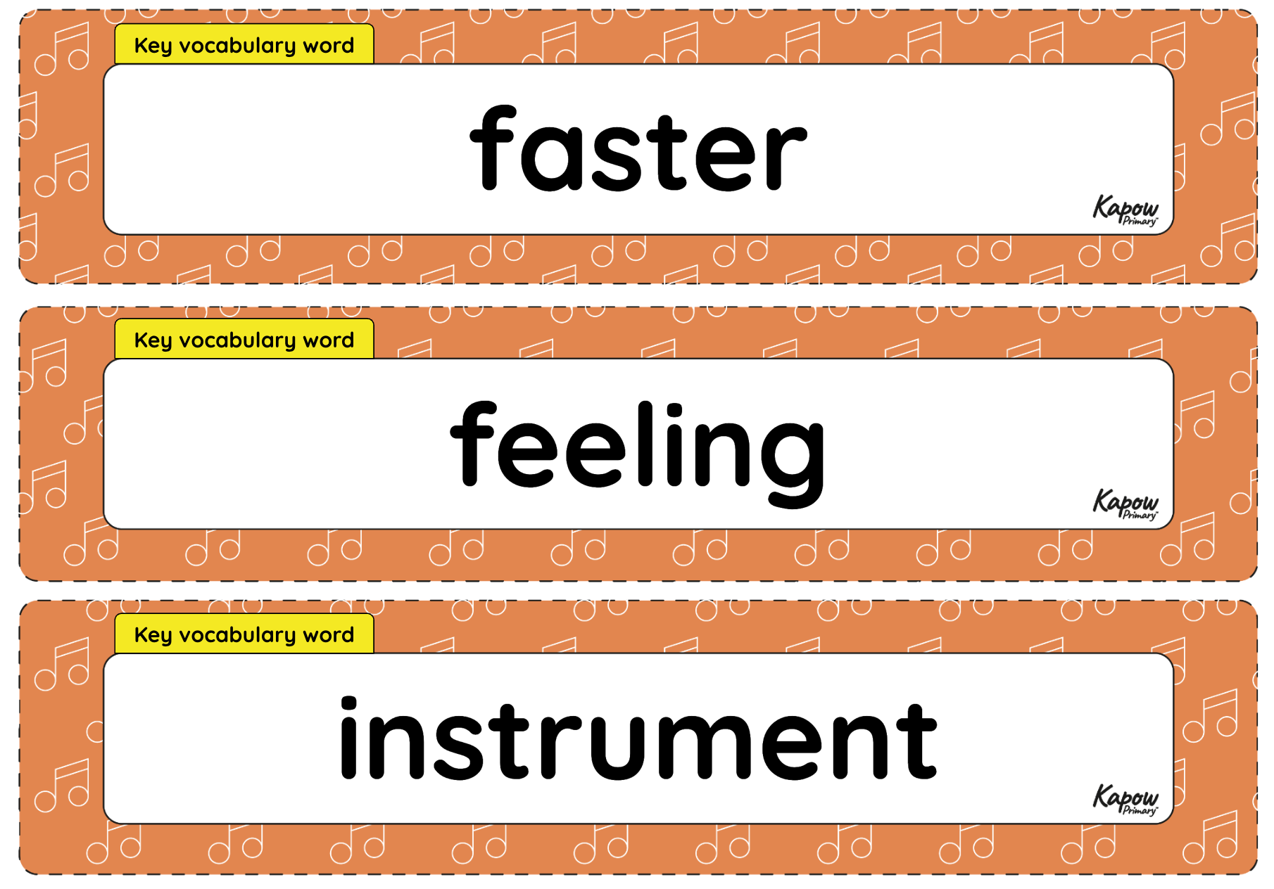 Vocabulary display: Instruments – Y2