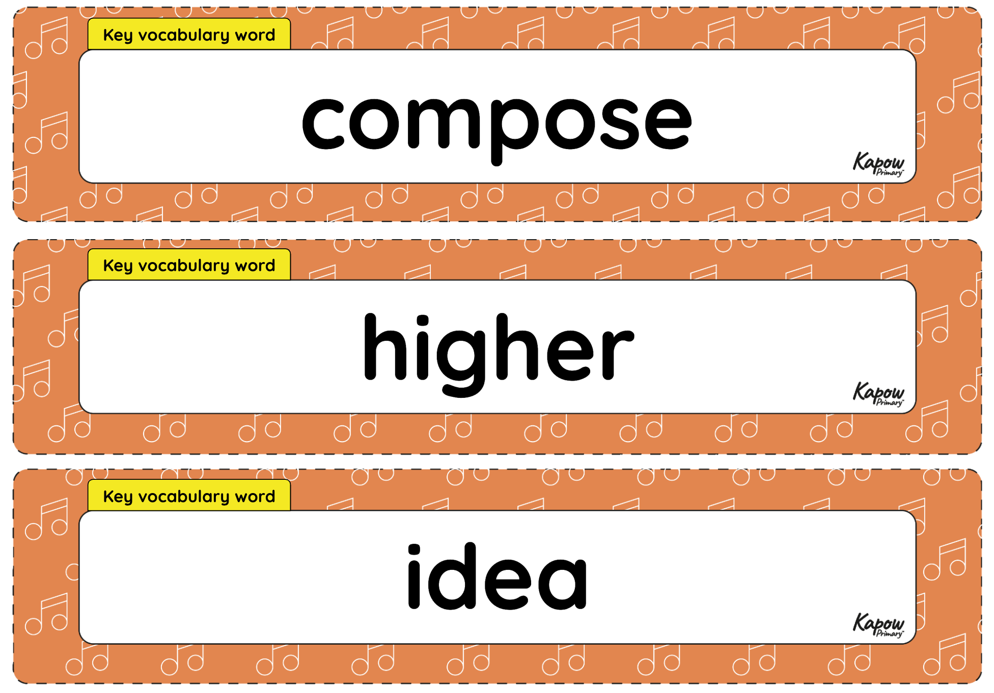 Vocabulary display – Music Y2: Singing