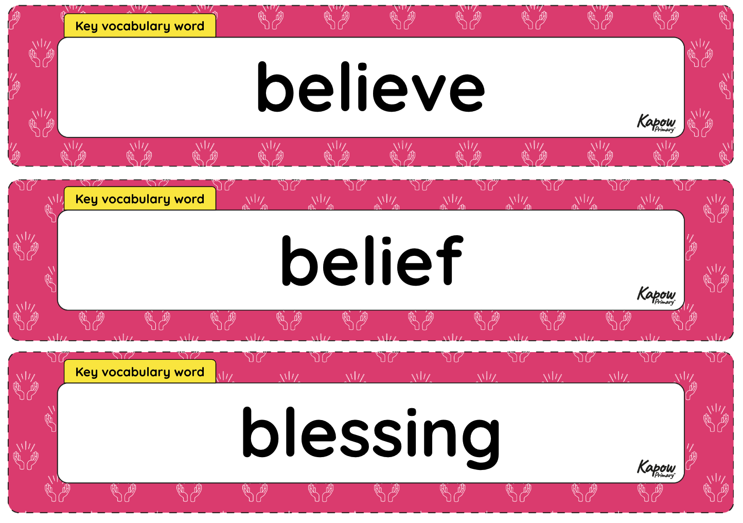 Key vocabulary display: R&W – Y1/2