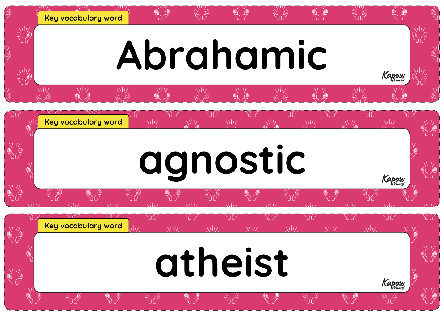 Key vocabulary display: R&W – Year 5