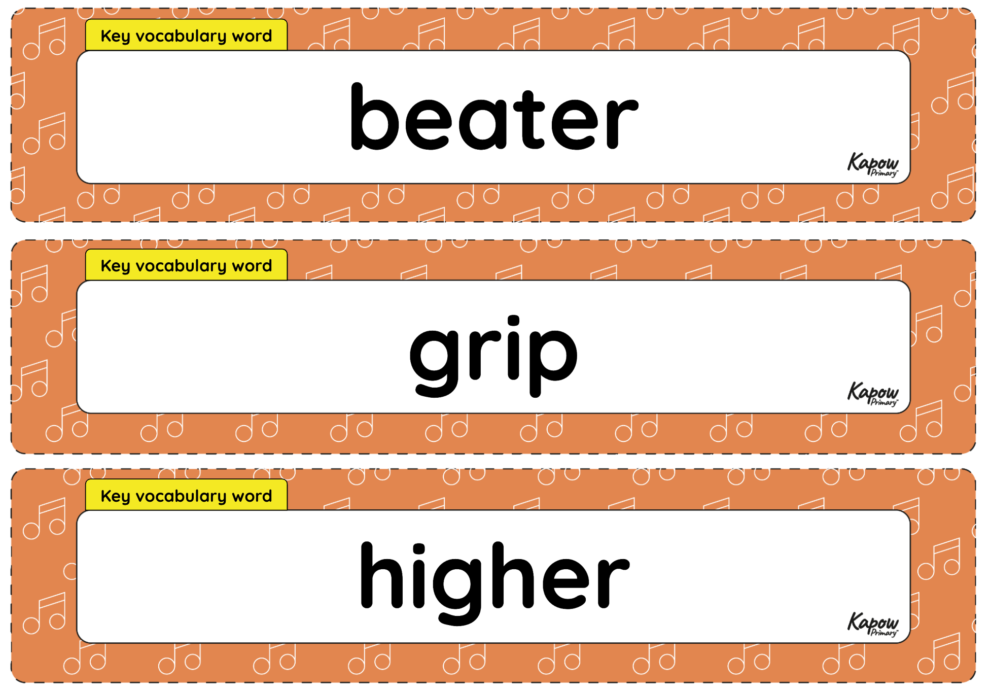 Vocabulary display: Pitch – Y2