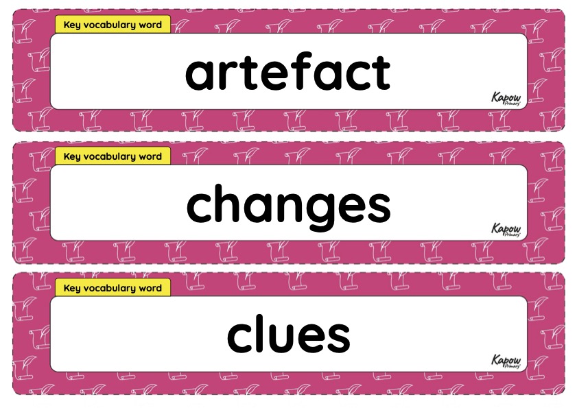 Key vocabulary display: History – Year 1
