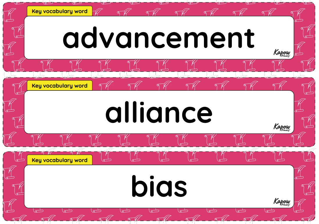 Key vocabulary display: History – UKS2
