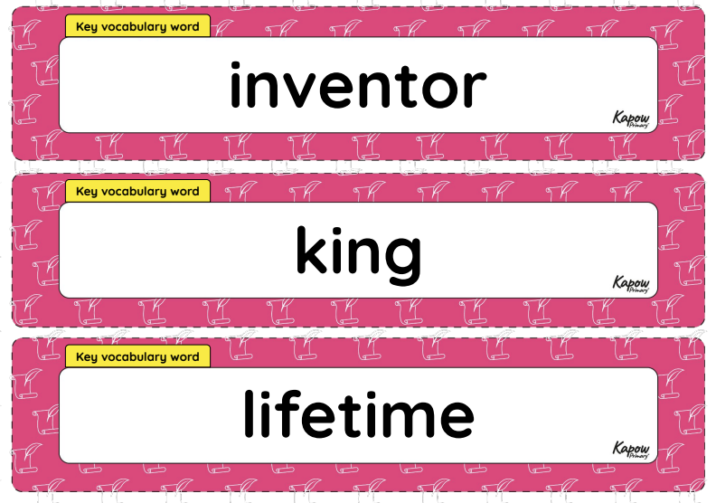 Key vocabulary display – History: Year 2