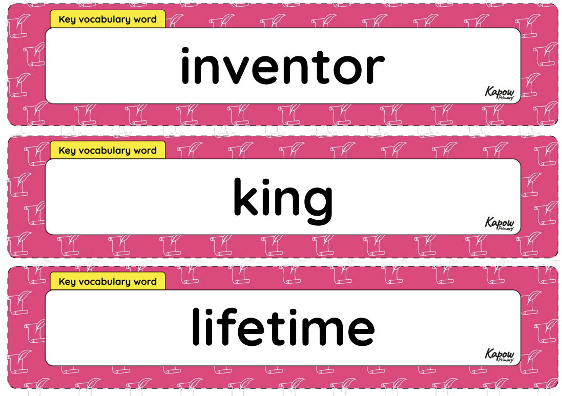 Key vocabulary display: History – Y1/2