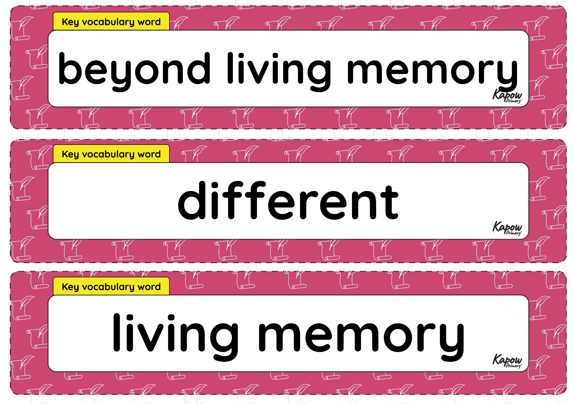 Vocabulary display – History Y1/2 (B): How was school different in the past?
