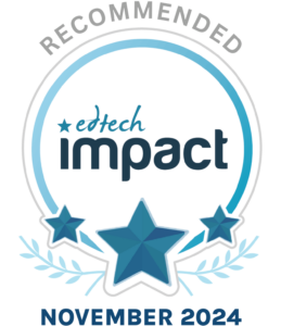 EdTech Impact Recommended badge with three blue stars, dated November 2024.