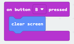 image showing a clear screen function in MakeCode.