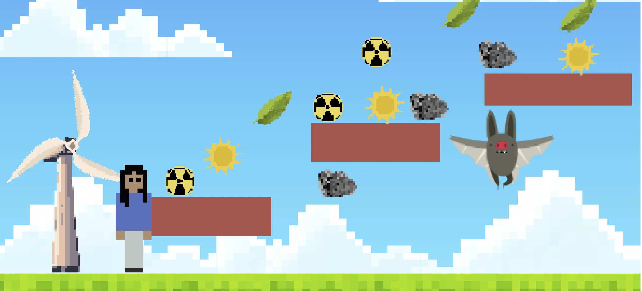 image showing a retro game with platforms