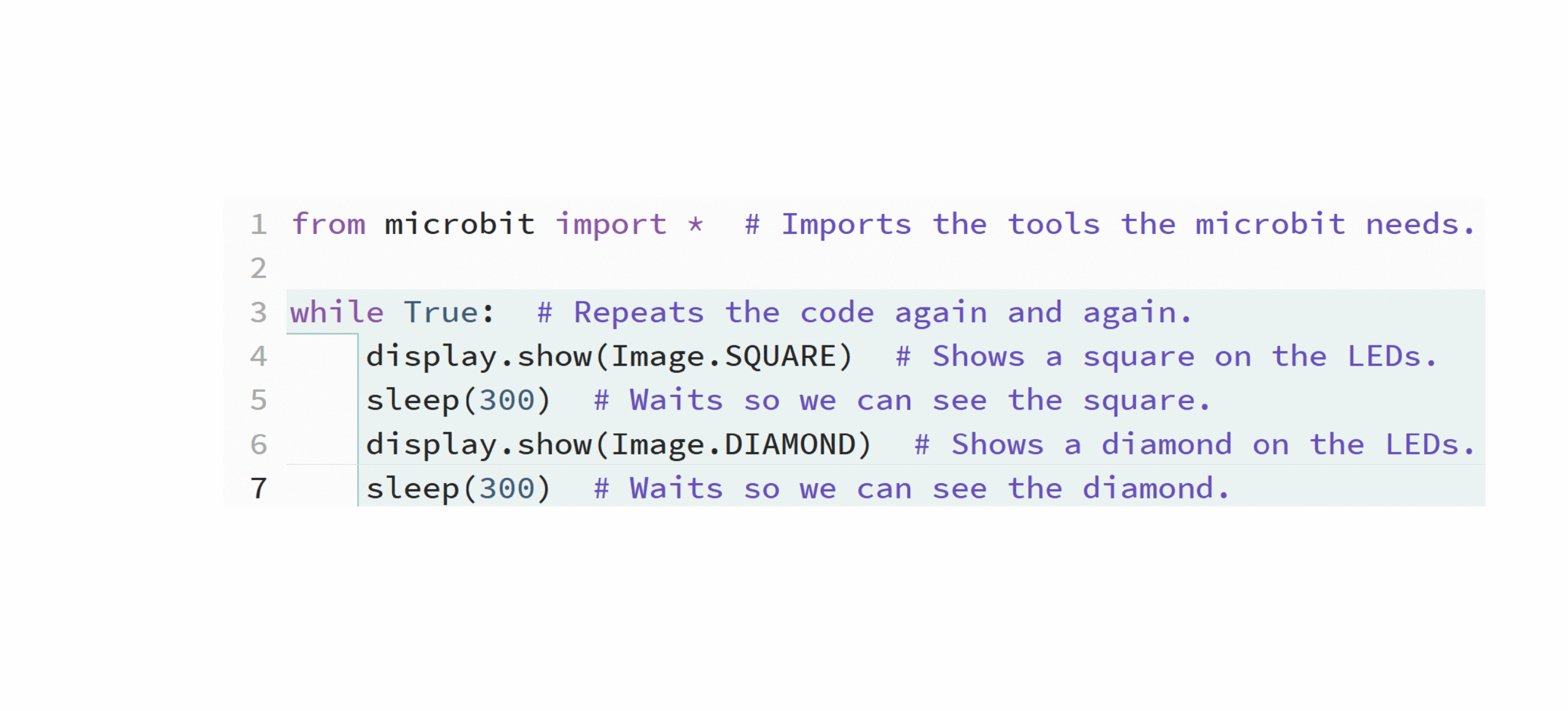 image showing a snippet of Python code with hashtags