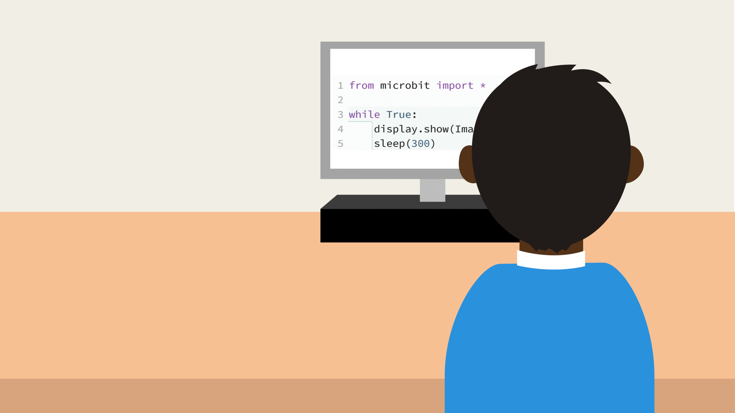 image showing a child at a screen with Python on it