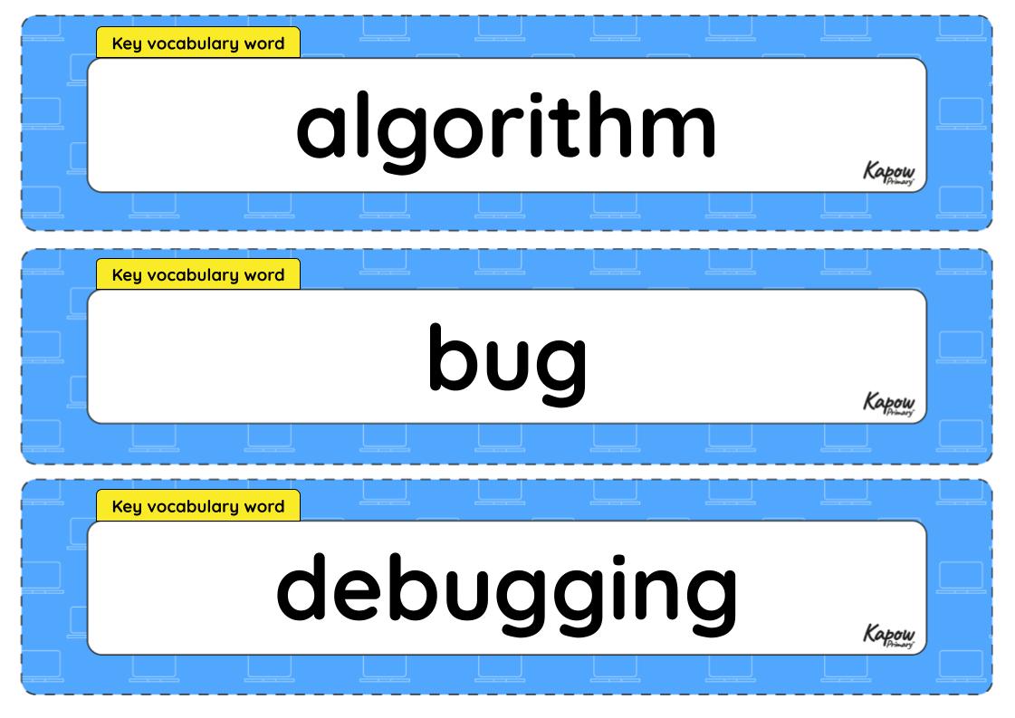 Vocabulary display – Computing Y2: Programming 1: Algorithms and debugging