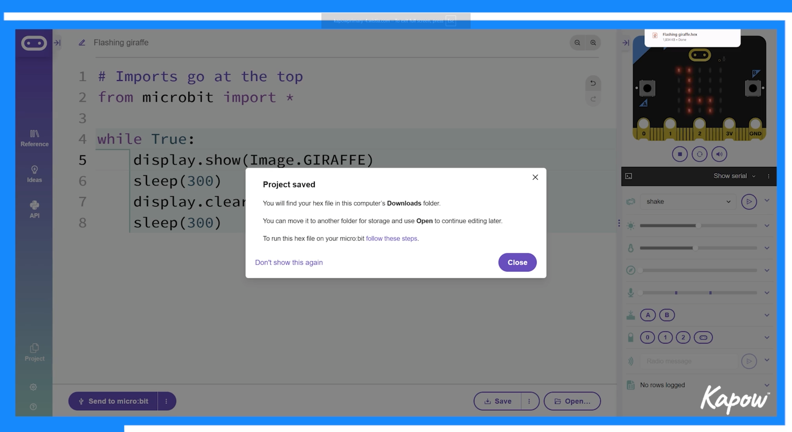 Teacher video: Opening and downloading a .hex file