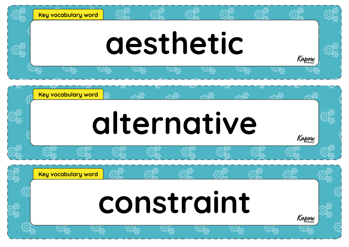 Vocabulary display – D&T Y6: Playground pioneers