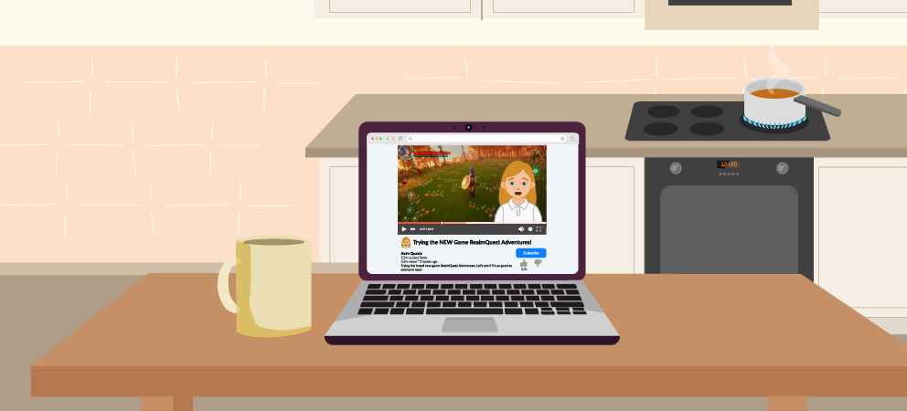 image showing a laptop on a breakfast table