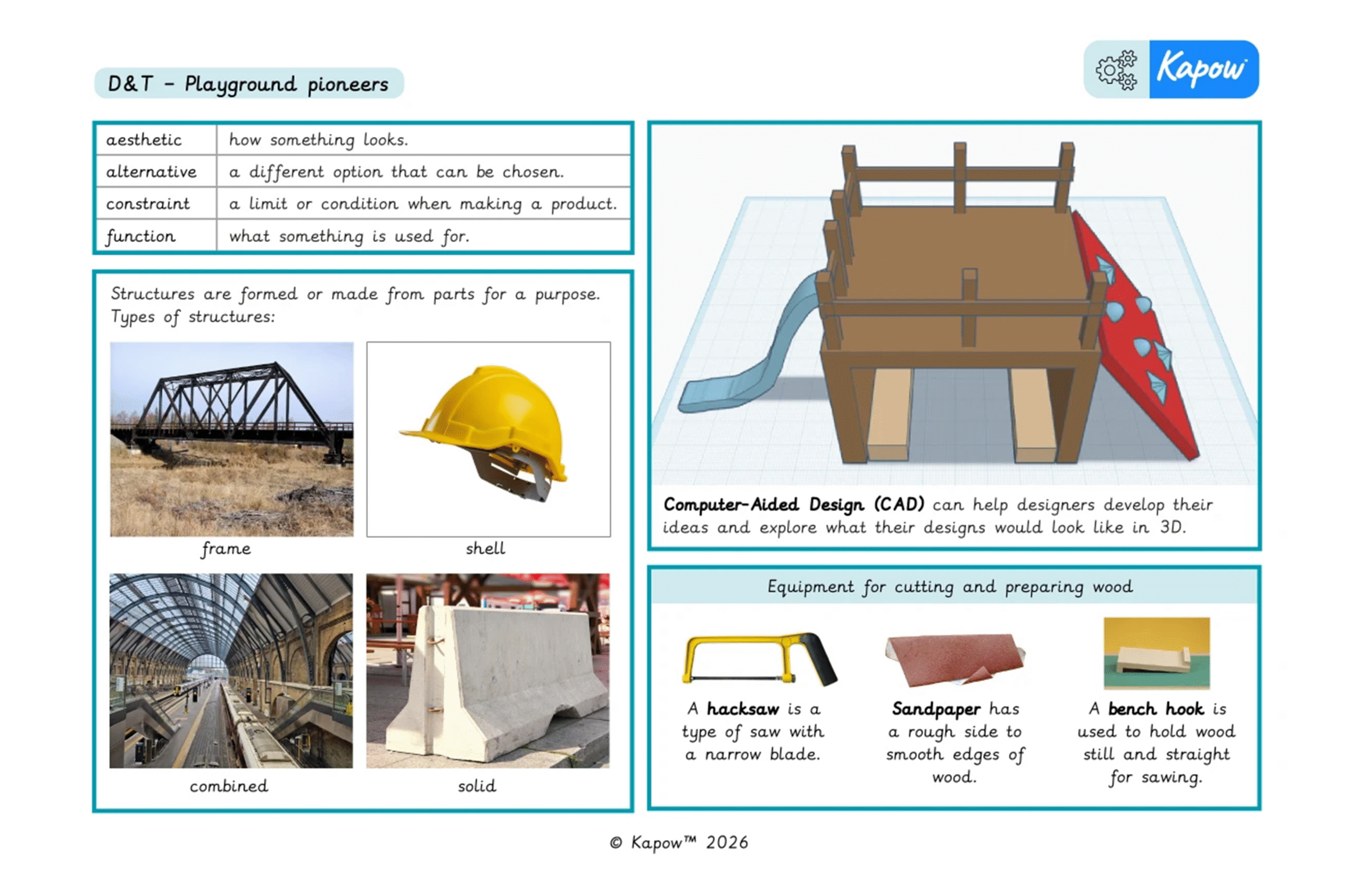 Knowledge organiser – D&T Y6: Structures: Playground pioneers