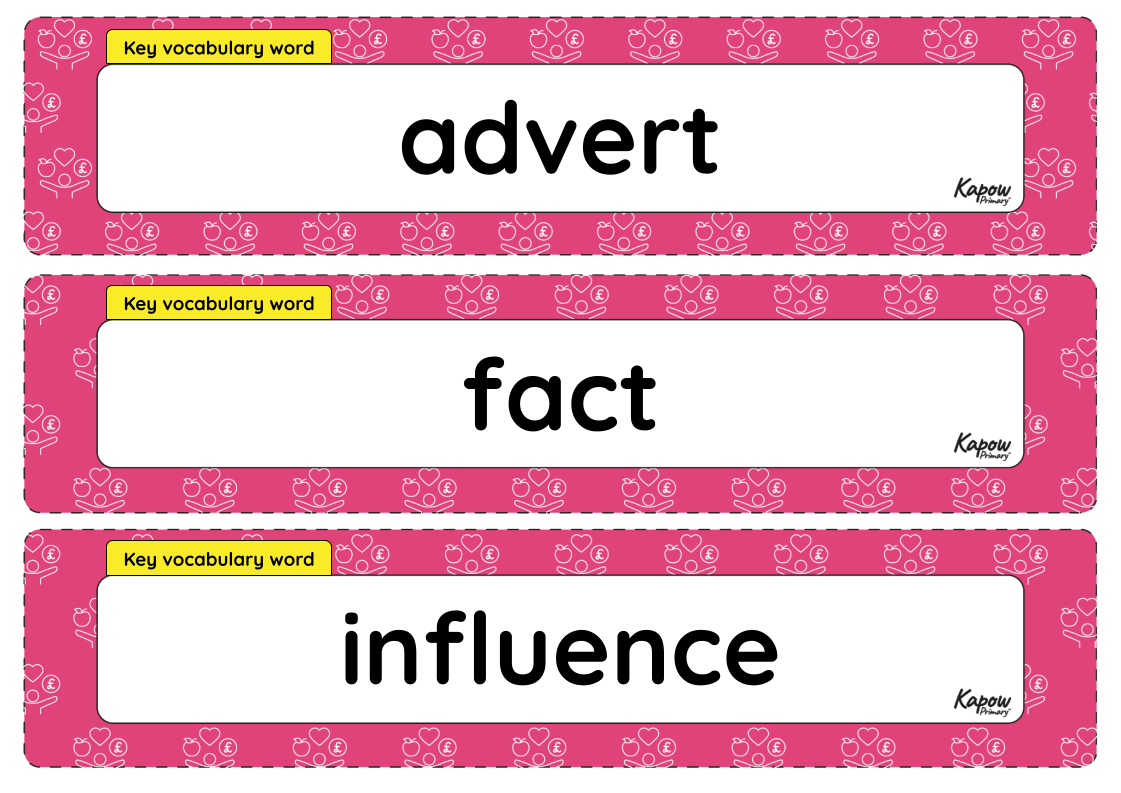 Vocabulary display – RSE & PHSE Y5: How am I influenced by what I see online?