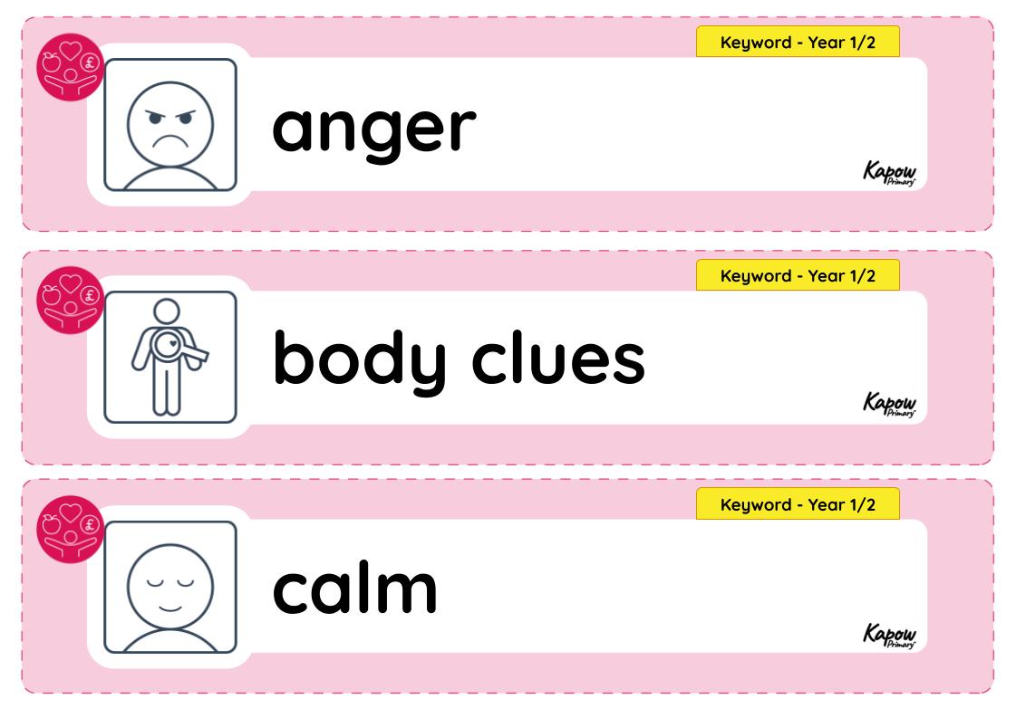 Vocabulary display – RSE & PHSE Y1: How can we look after our emotions?